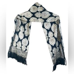 DKNY Silk Scarf Fringe Paisley